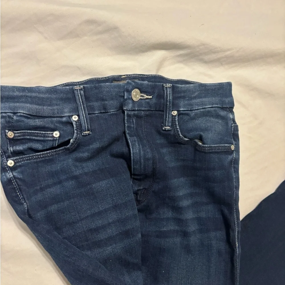 Mother, high waisted, looker ankle fray, Dark Blue Women's Jeans size 27 - Picture 4 of 11